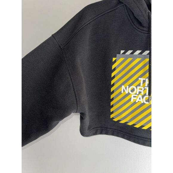 The North Face Womens Cropped Hoodie Black Yellow Cozy Preppy Outdoor Medium - Picture 6 of 13